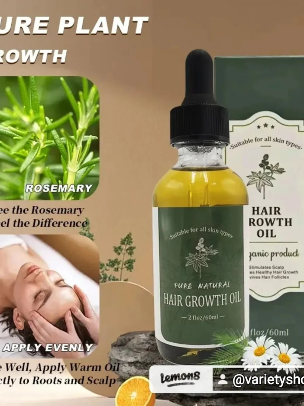 Women’s Hair Growth Treatment & Scalp Rescue , Organic Pure Hair Growth Oil